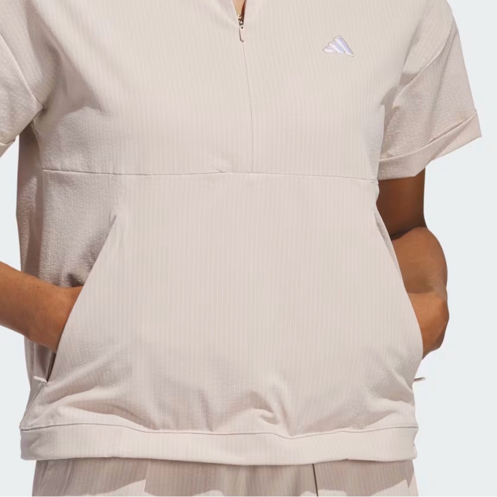 NWT Adidas Taupe Go To Short Sleeve Layer Sweatshirt Waste- Management PGA Tour - Picture 8 of 10